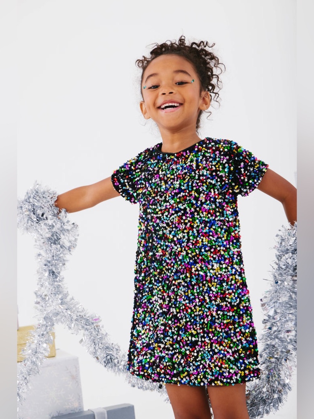 Lola and The Boys Shimmer Stardust Rainbow Sequin Dress